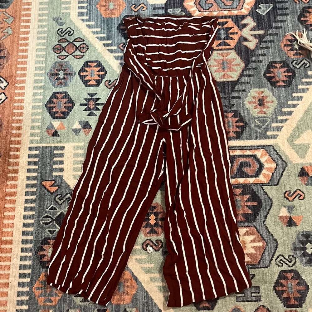 Vici be cool strapless striped jumpsuit medium